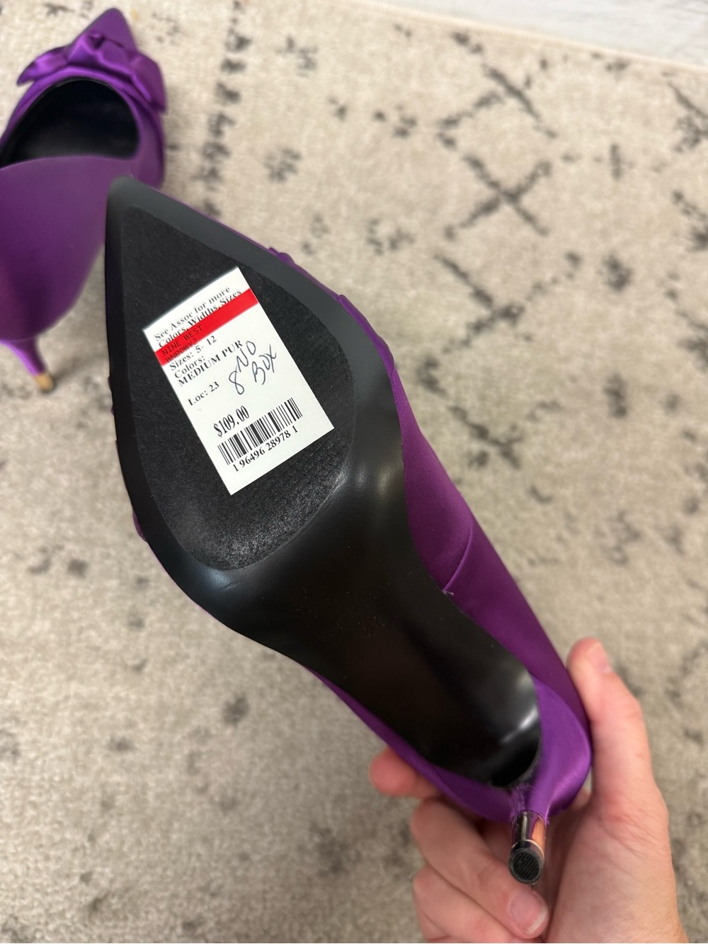 NWT Woman’s Nine West Purple Pointed-Toe Satin Pumps with Bow - Picture 9 of 11